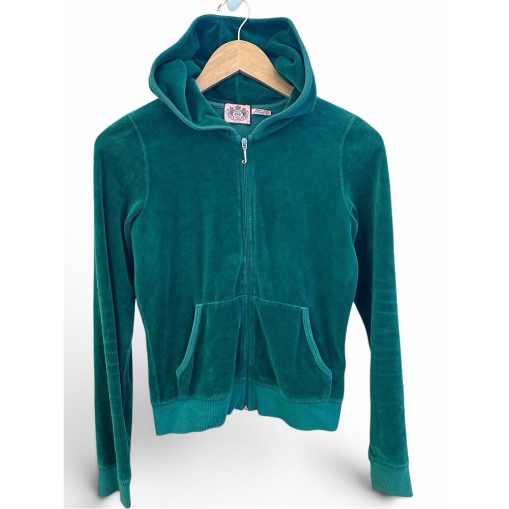 Y2K VTG Juicy Couture Velour Zip Hoodie Great Condition Medium Made in USA